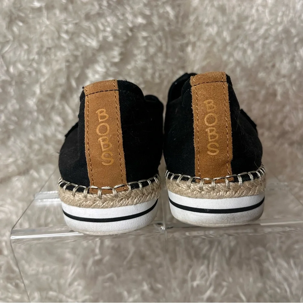 BOBS from Skechers Breeze Black Espadrille Slip-On Flats Women's Size 9